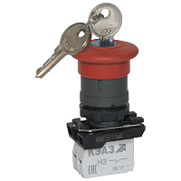 Кнопка КМЕ5611мК-красный-1но+0нз-гриб-ключ-фикс-IP65- | код 248257 | КЭАЗ